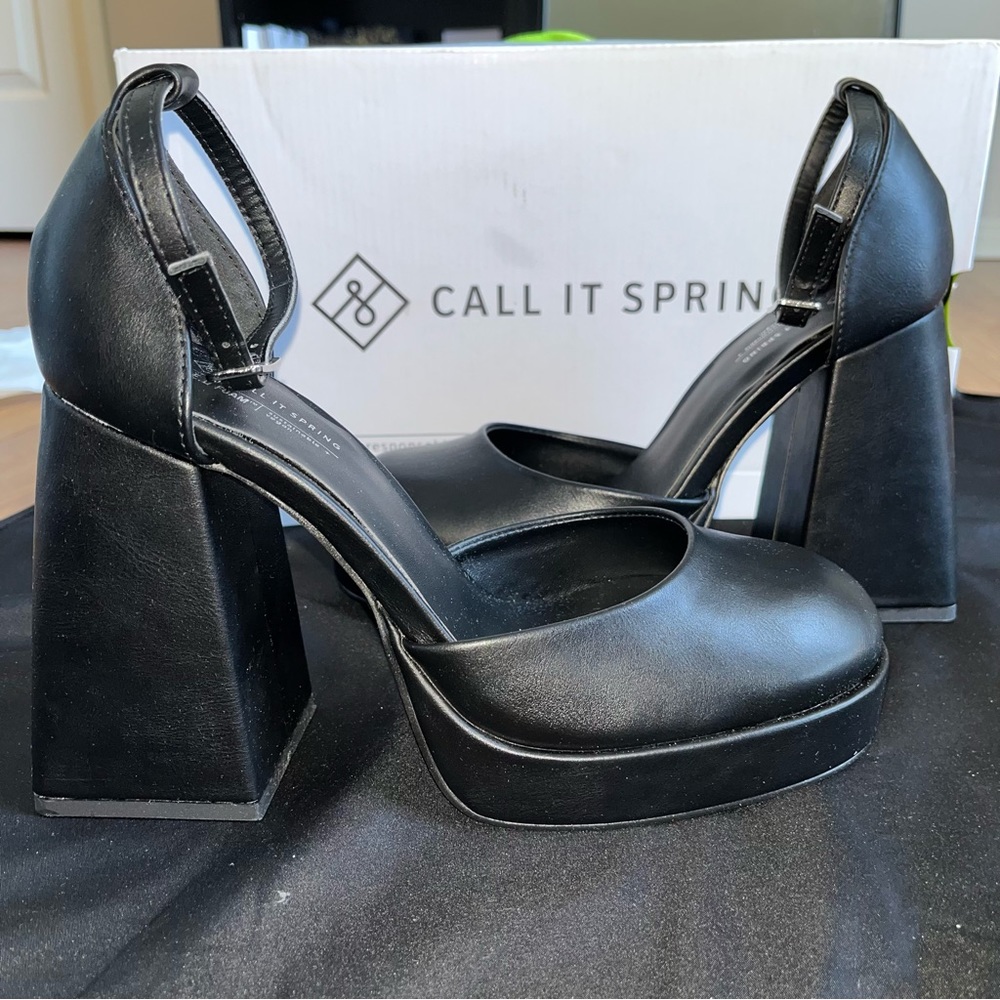High heels- block heels. Call it Spring- Stelah (vegan leather)